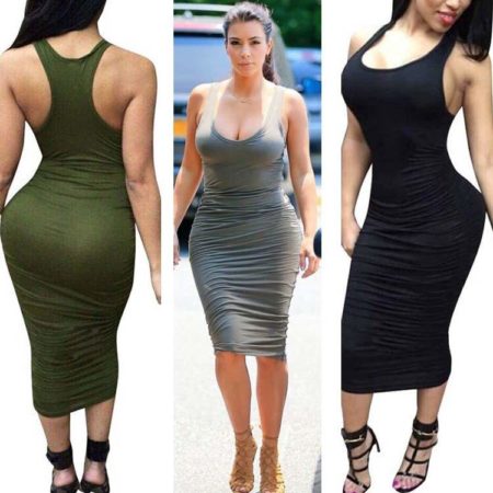Robe moulante mi-mollets
