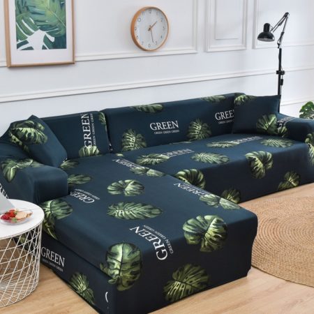 Couvre canapé vert et bleu motif fleur