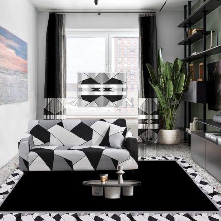 Complet Housse de canapé, rideaux, housse et tapis