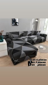Housse de Canapé gris et noir