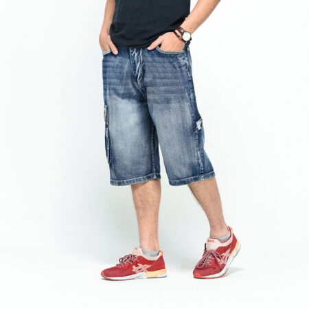 short strech en jeans élargi