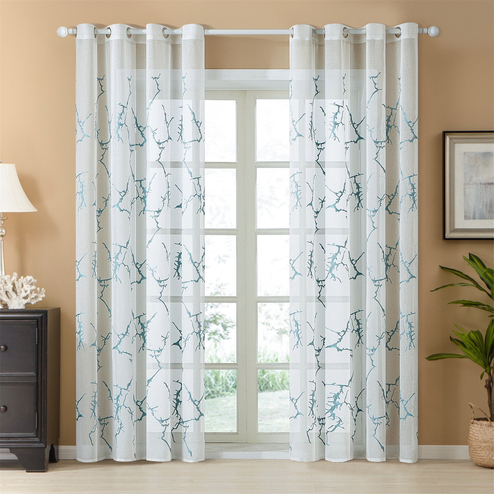Rideaux voile a motif