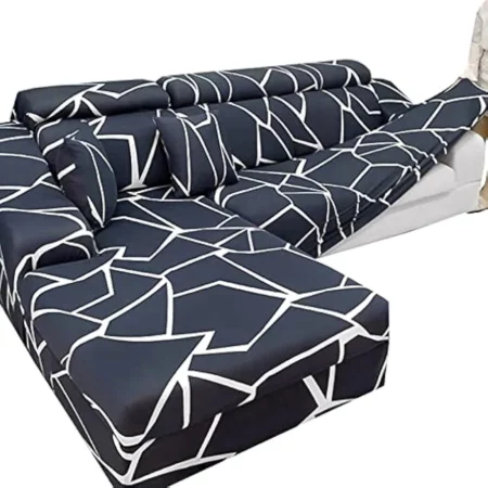 Housse pour tous type de canapé bleu foncé et trait blanc 2