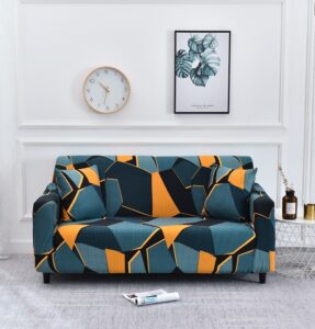 Housse pour tous type de canapé ( motif turquoise clair , turquoise foncé , jaune)