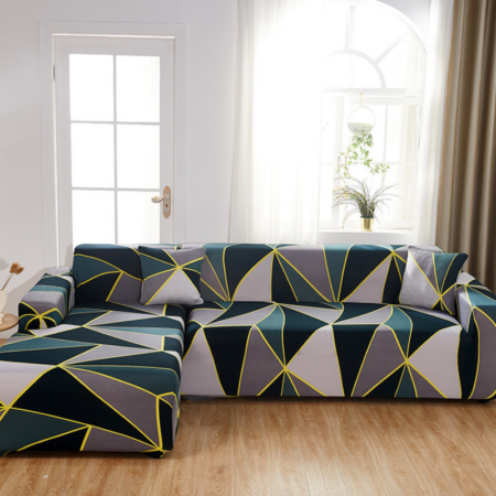 Housse pour tous type de canapé (triangulaire vert gris noir )