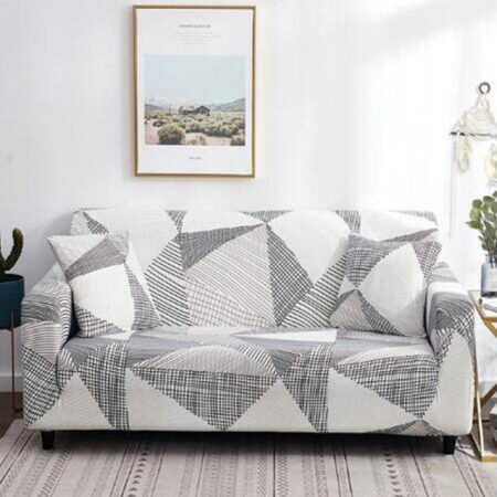 Housse pour tous type de canapé ( motif gris et blanc)