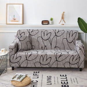 Housse pour tous type de canapé ( gris avec motif noir )