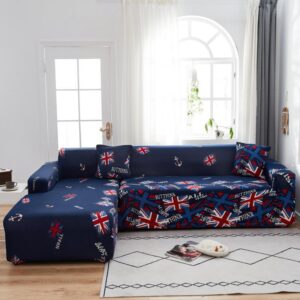 Housse pour tous type de canapé (bleu foncé motif angletaire)