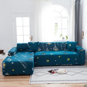Housse pour tous type de canapé (bleu avec etoile et lune jaune)