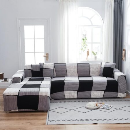 Housse pour tous type de canapé (carré noir gris et blanc)