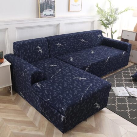 Housse pour tous type de canapé (bleu foncé trait blanc)