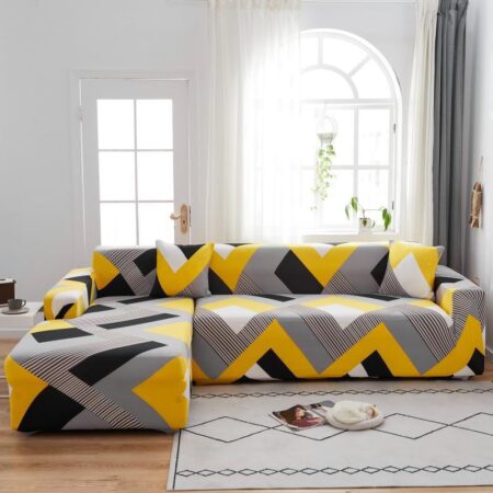 Housse pour tous type de canapé (gris jaune et noir )