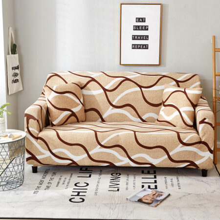 Housse pour tous type de canapé (beige trait Bordeau et blanc )