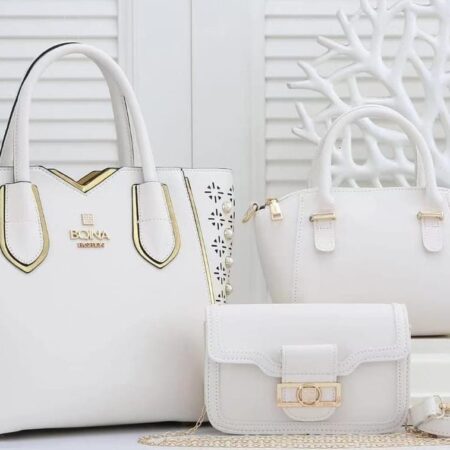 ensemble sac à main  blanc et or