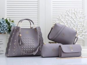 Ensemble sac à main gris 4 pièces BQINA fashion
