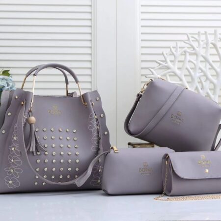 Ensemble sac à main gris 4 pièces BQINA fashion