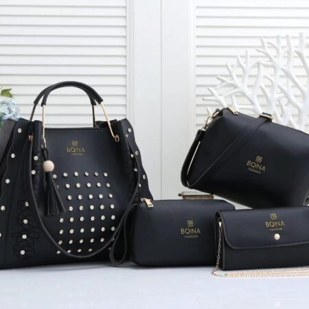 Ensemble sac à main noir 4 pièces BQINA fashion