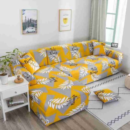 Housse pour tous type de canapé ( jaune gris fleche blanche )