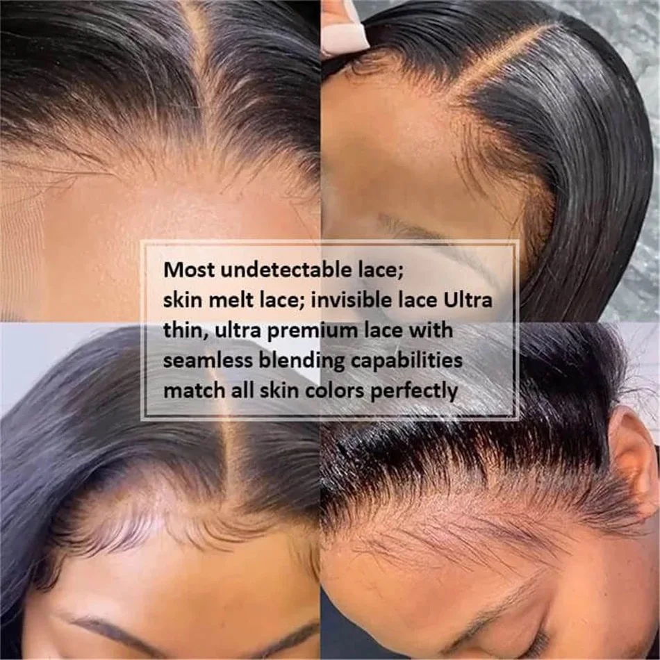 Perruque Lace Front Wig naturelle lisse pour femmes, cheveux humains, densité 250, tuile transparente, HD, – Image 3