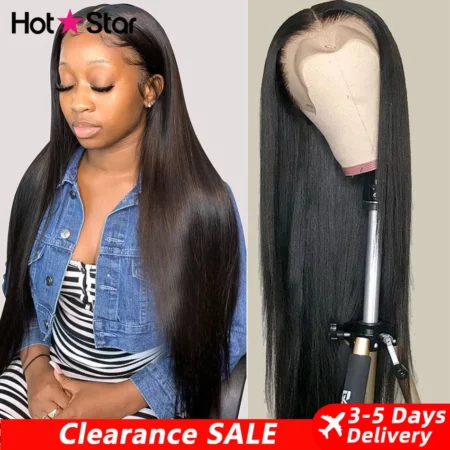 Perruque Lace Front Wig naturelle lisse pour femmes, cheveux humains, densité 250, tuile transparente, HD,