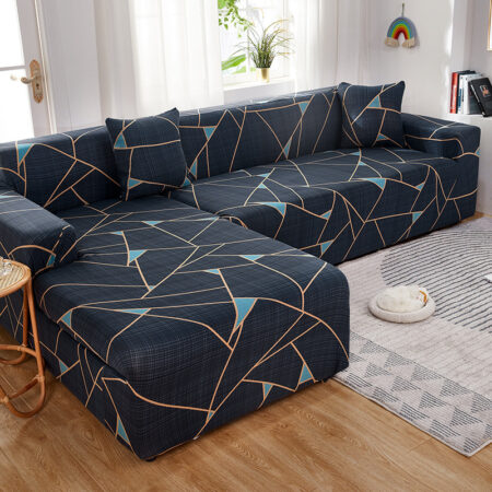 Housse de canapé universelle blue foncé tiangle bleu clair