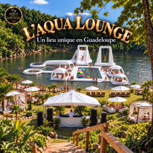 Visuel Aqua Lounge en Guadeloupe avec jeux gonflables et espace détente
